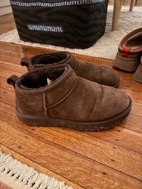 UGG Brown Suede Shearling-Lined Ankle Booties